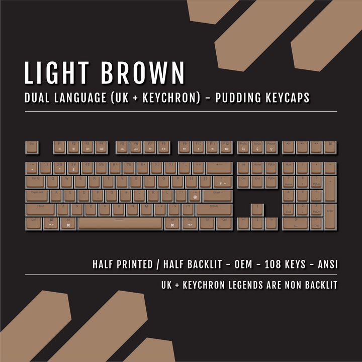 Light Brown UK & Keychron (Layout) Dual Language PBT Pudding Keycaps Krome Keycaps LTD Mac & Multimedia Pudding