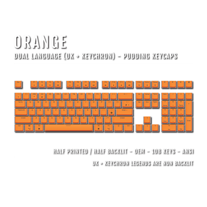 Orange UK & Keychron (Layout) Dual Language PBT Pudding Keycaps Krome Keycaps LTD Mac & Multimedia Pudding