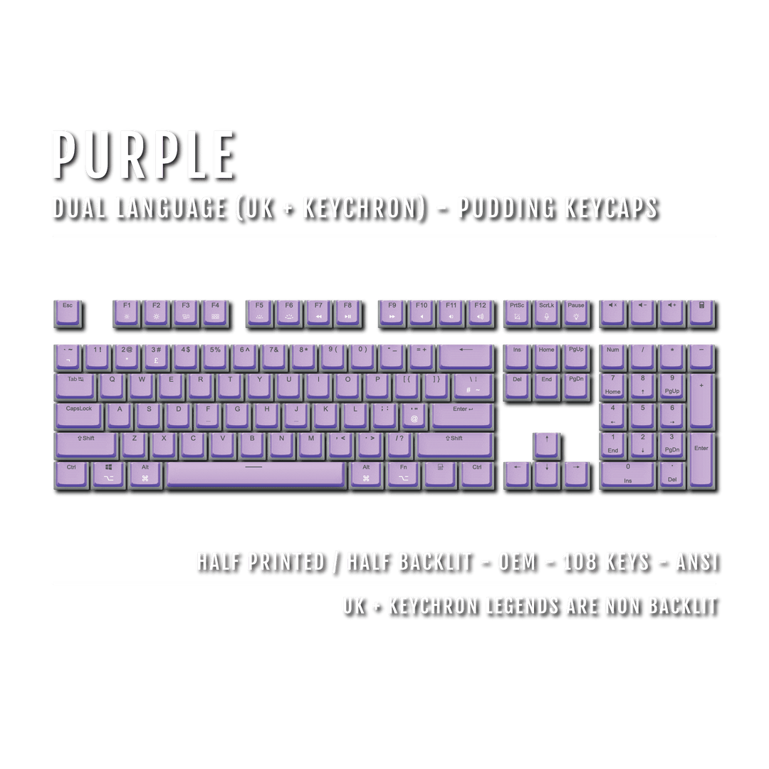 Purple UK & Keychron (Layout) Dual Language PBT Pudding Keycaps Krome Keycaps LTD Mac & Multimedia Pudding