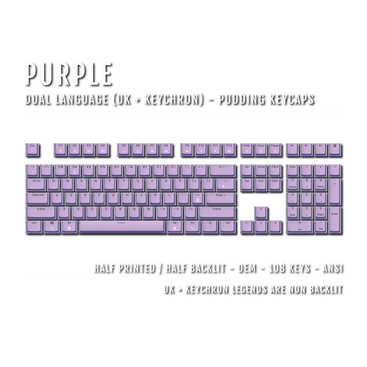 Purple UK & Keychron (Layout) Dual Language PBT Pudding Keycaps Krome Keycaps LTD Mac & Multimedia Pudding