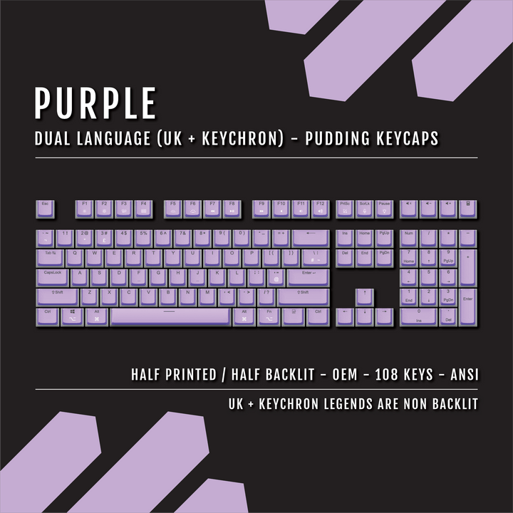 Purple UK & Keychron (Layout) Dual Language PBT Pudding Keycaps Krome Keycaps LTD Mac & Multimedia Pudding