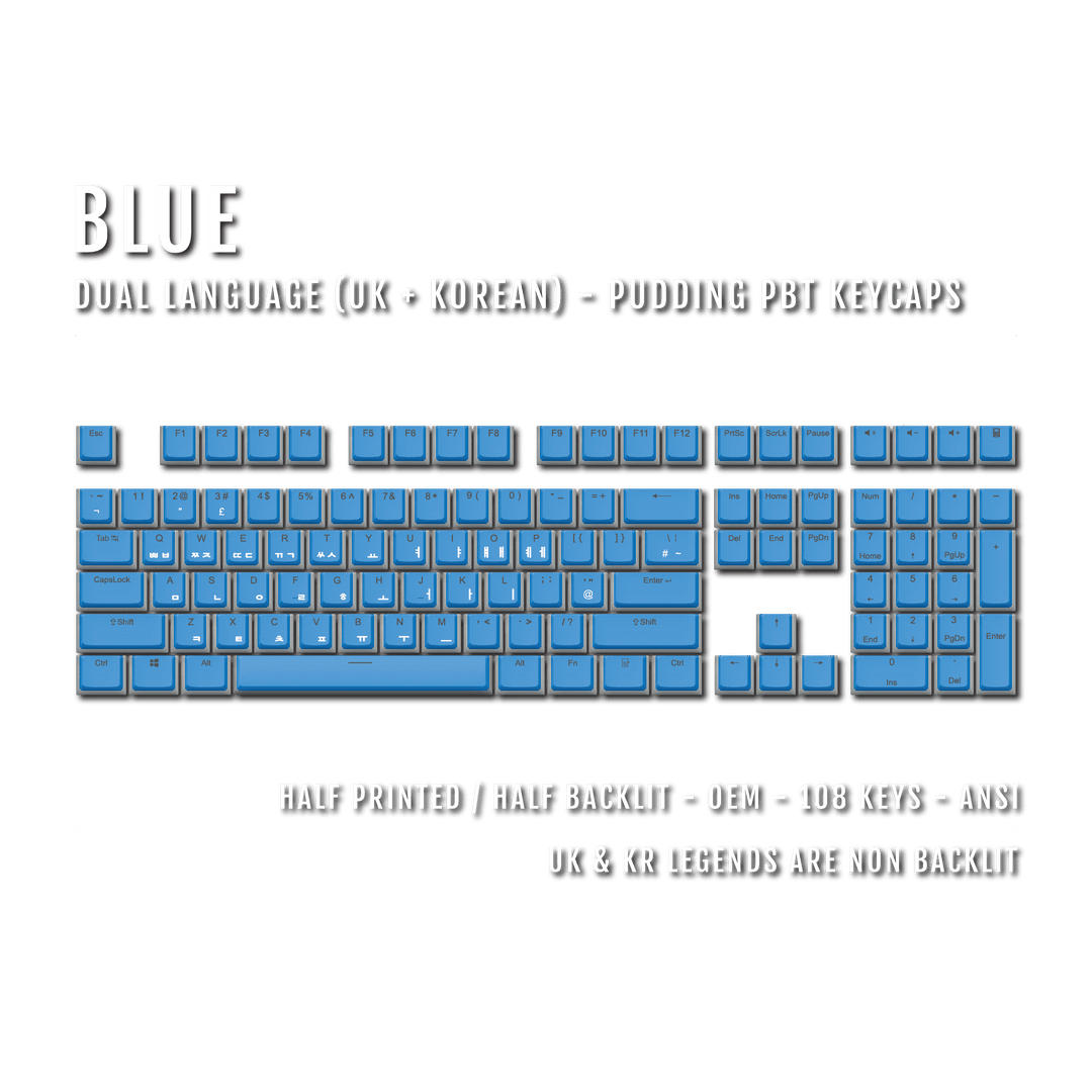 Blue UK & Korean Dual Language PBT Pudding Keycaps Krome Keycaps LTD 