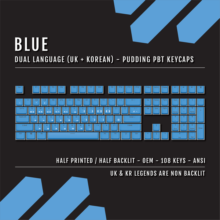 Blue UK & Korean Dual Language PBT Pudding Keycaps Krome Keycaps LTD 