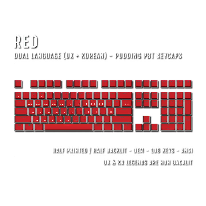 Red UK & Korean Dual Language PBT Pudding Keycaps Krome Keycaps LTD 