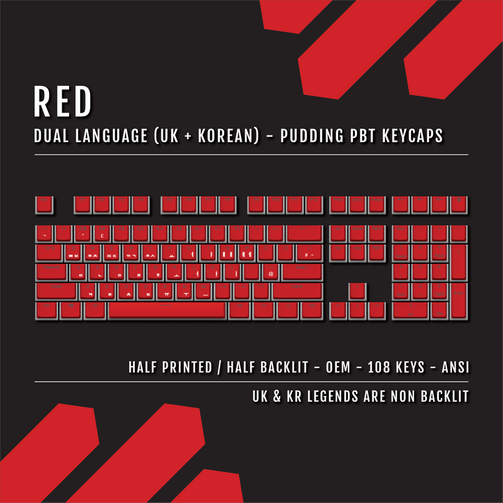 Red UK & Korean Dual Language PBT Pudding Keycaps Krome Keycaps LTD 