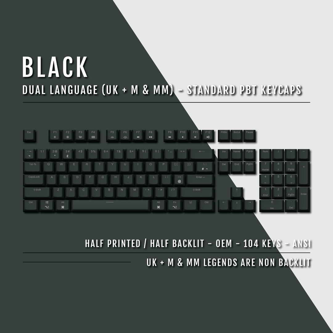 Black UK & Mac/Multimedia Dual Language PBT Keycaps Krome Keycaps LTD mac & multimedia