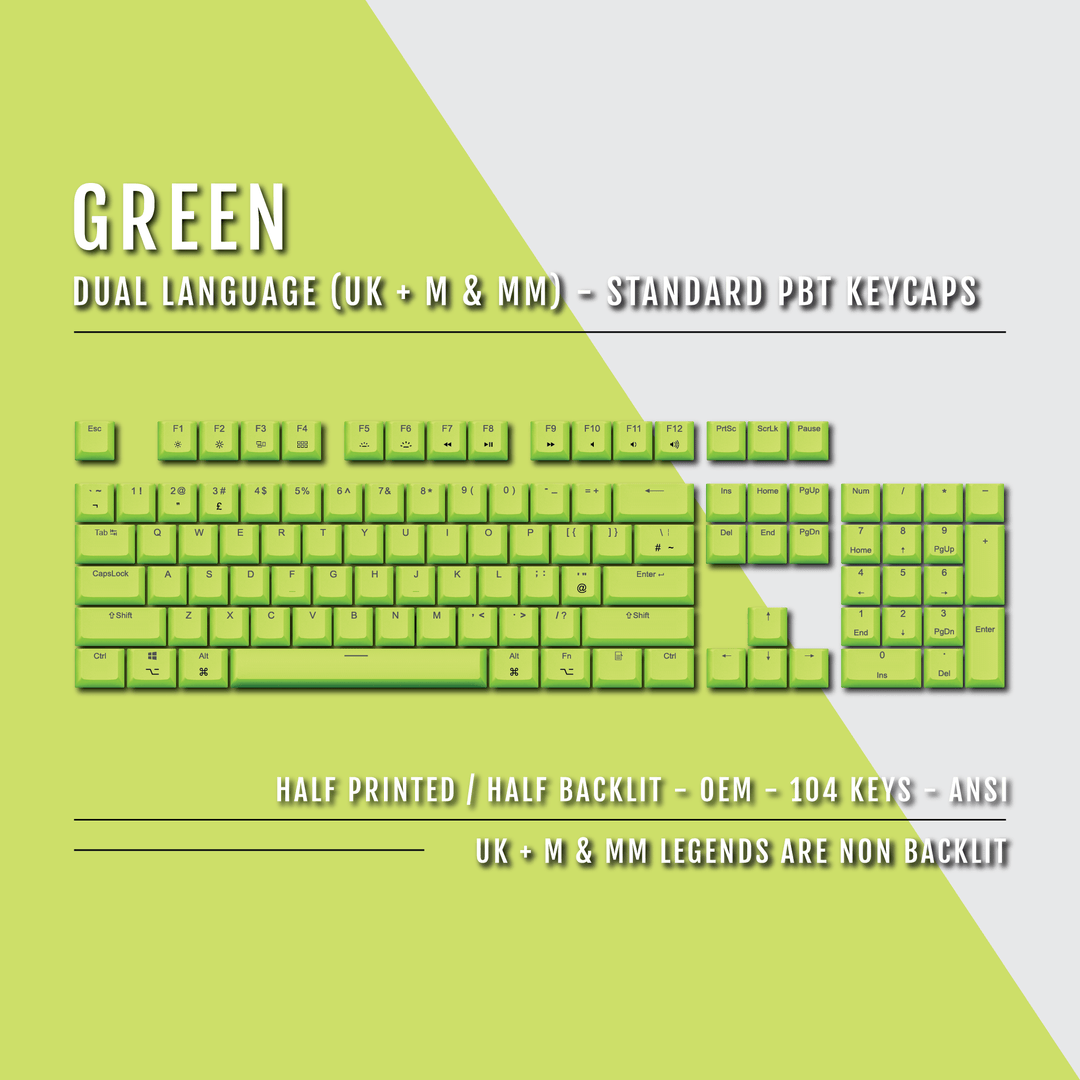 Green UK & Mac/Multimedia Dual Language PBT Keycaps Krome Keycaps LTD mac & multimedia