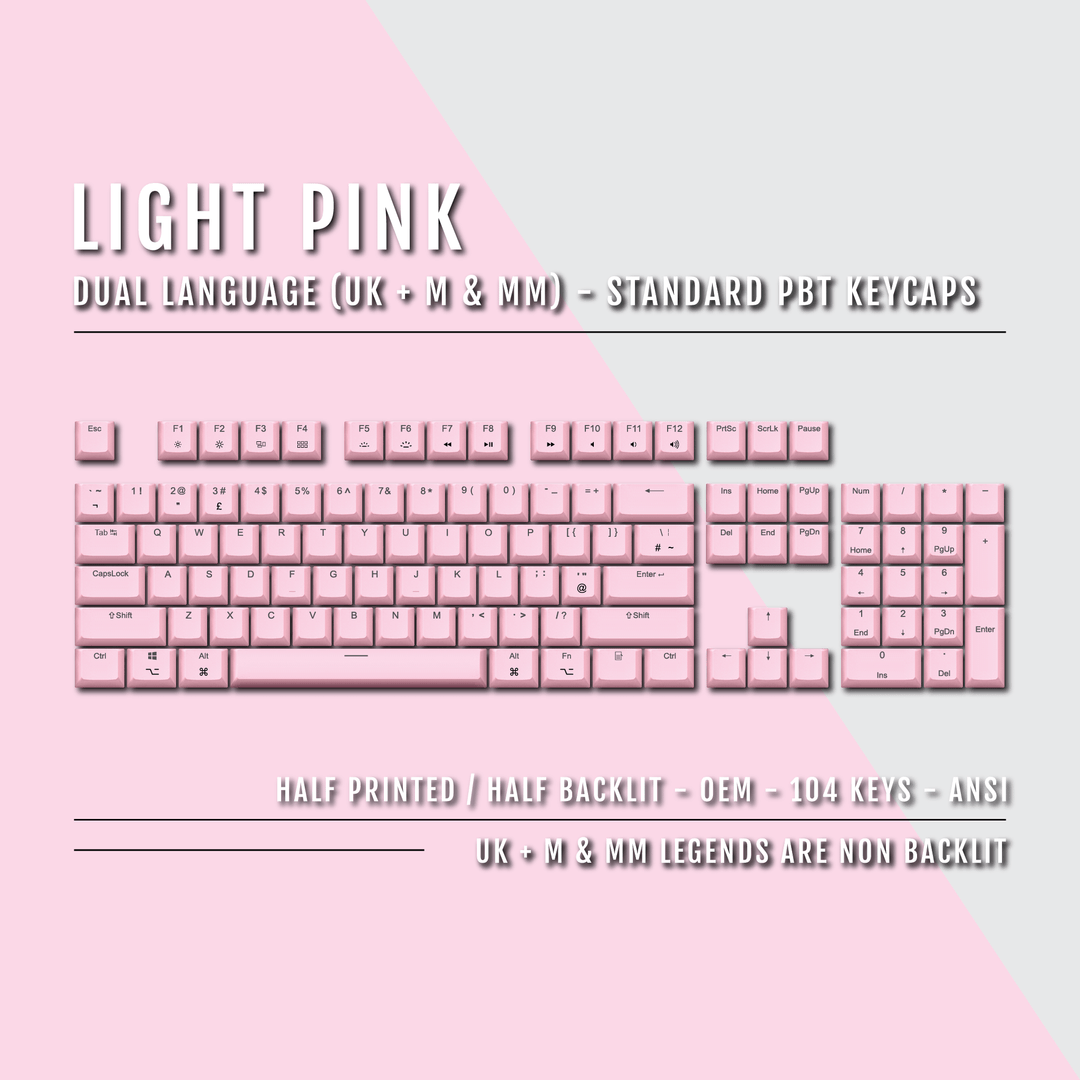 Light Pink UK & Mac/Multimedia Dual Language PBT Keycaps Krome Keycaps LTD mac & multimedia