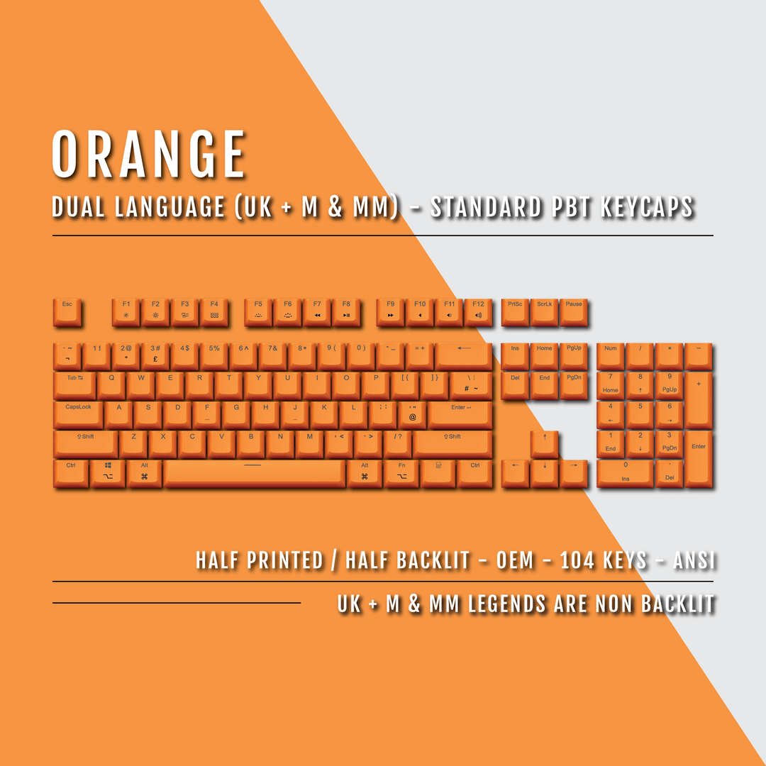 Orange UK & Mac/Multimedia Dual Language PBT Keycaps Krome Keycaps LTD mac & multimedia