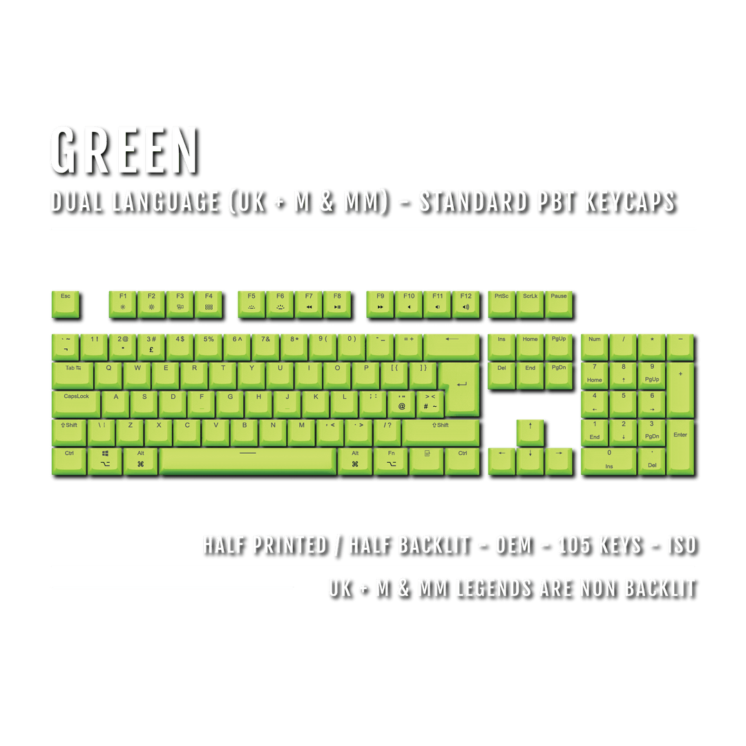 Green UK & Mac/Multimedia Dual Language PBT Keycaps Krome Keycaps LTD mac & multimedia