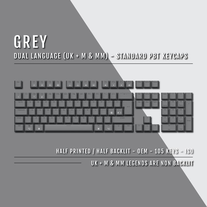 Grey UK & Mac/Multimedia Dual Language PBT Keycaps Krome Keycaps LTD mac & multimedia