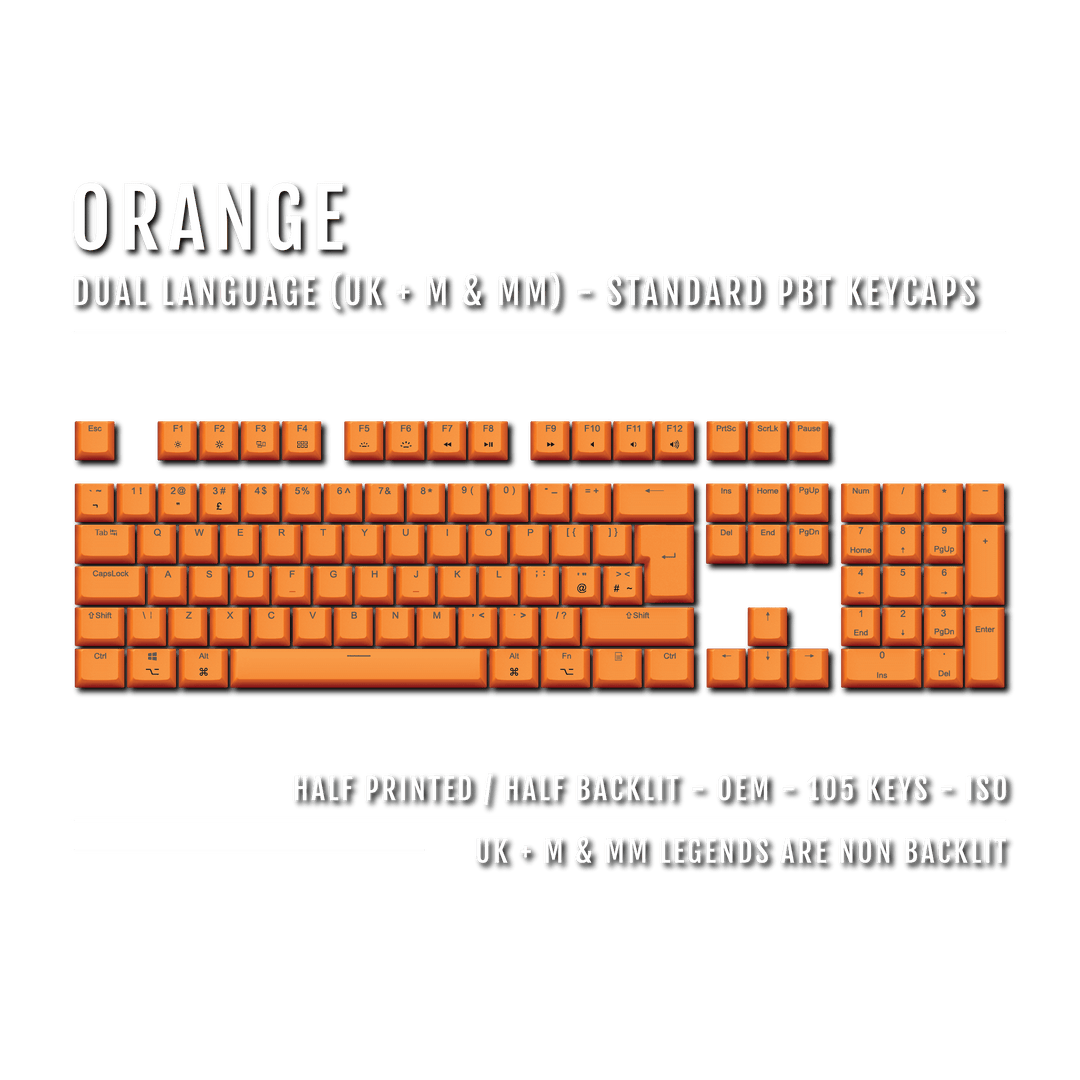 Orange UK & Mac/Multimedia Dual Language PBT Keycaps Krome Keycaps LTD mac & multimedia