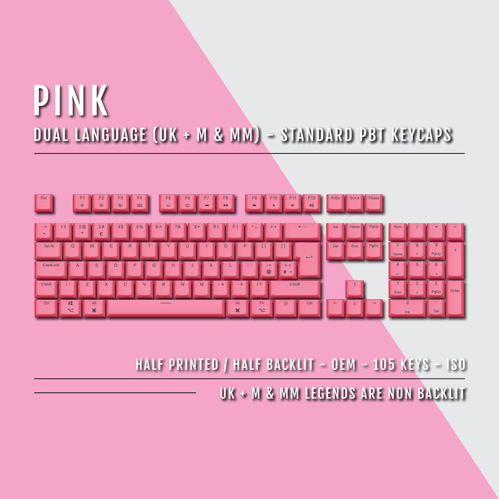 Pink UK & Mac/Multimedia Dual Language PBT Keycaps Krome Keycaps LTD mac & multimedia