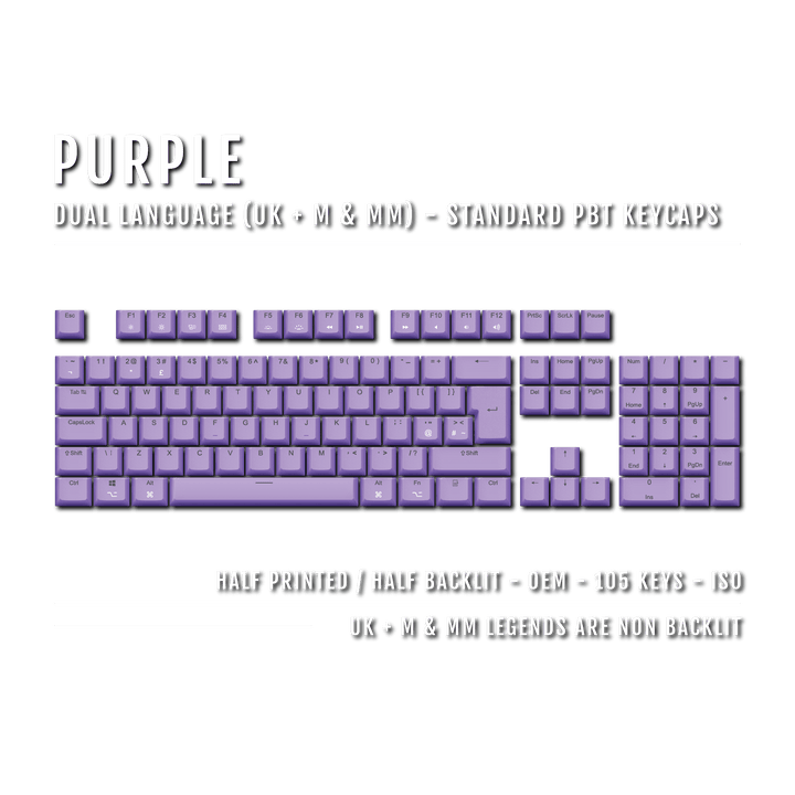 Purple UK & Mac/Multimedia Dual Language PBT Keycaps Krome Keycaps LTD mac & multimedia