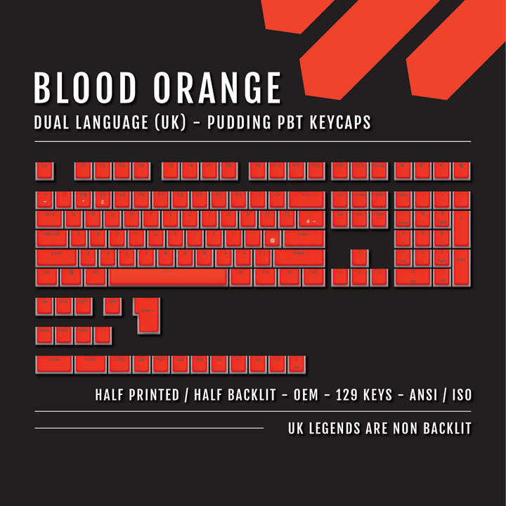 Blood Orange UK Dual Language PBT Pudding Keycaps Krome Keycaps LTD Pudding Single