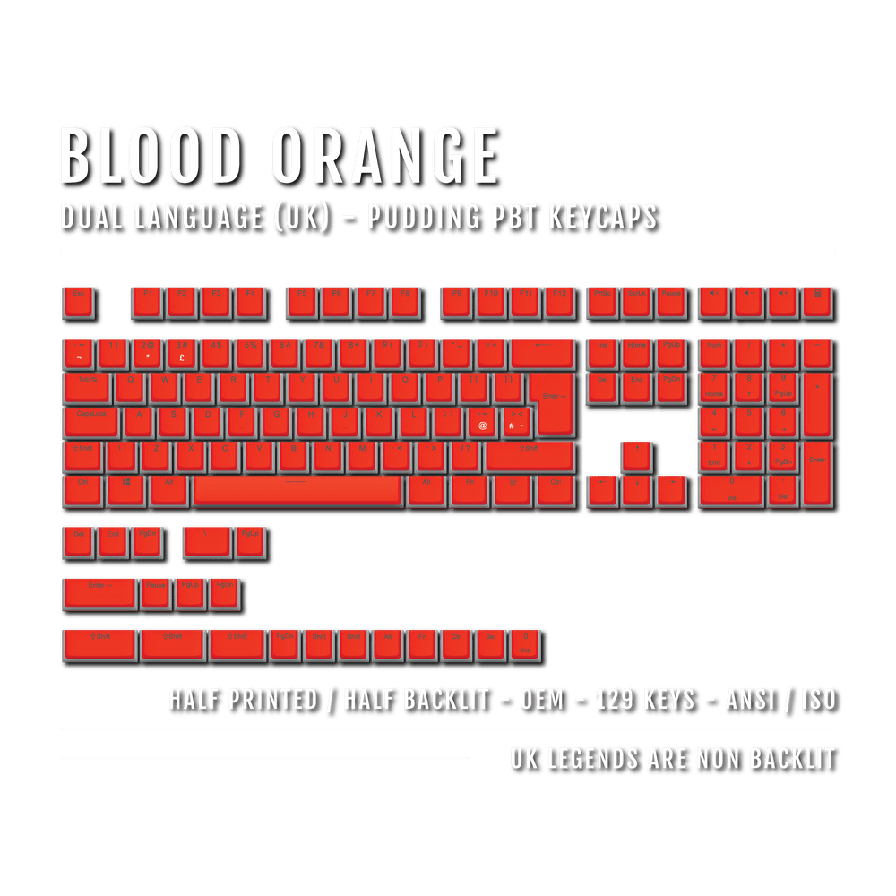 Blood Orange UK Dual Language PBT Pudding Keycaps Krome Keycaps LTD Pudding Single