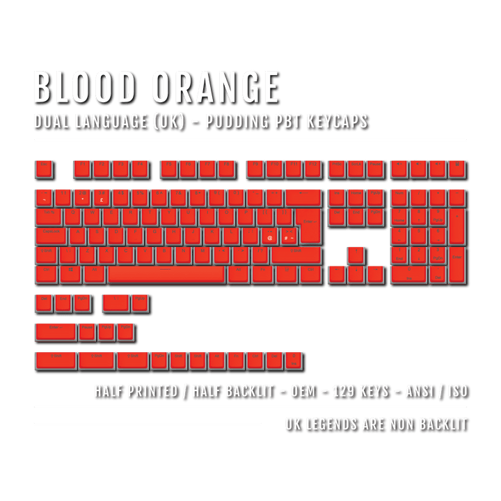 Blood Orange UK Dual Language PBT Pudding Keycaps Krome Keycaps LTD Pudding Single