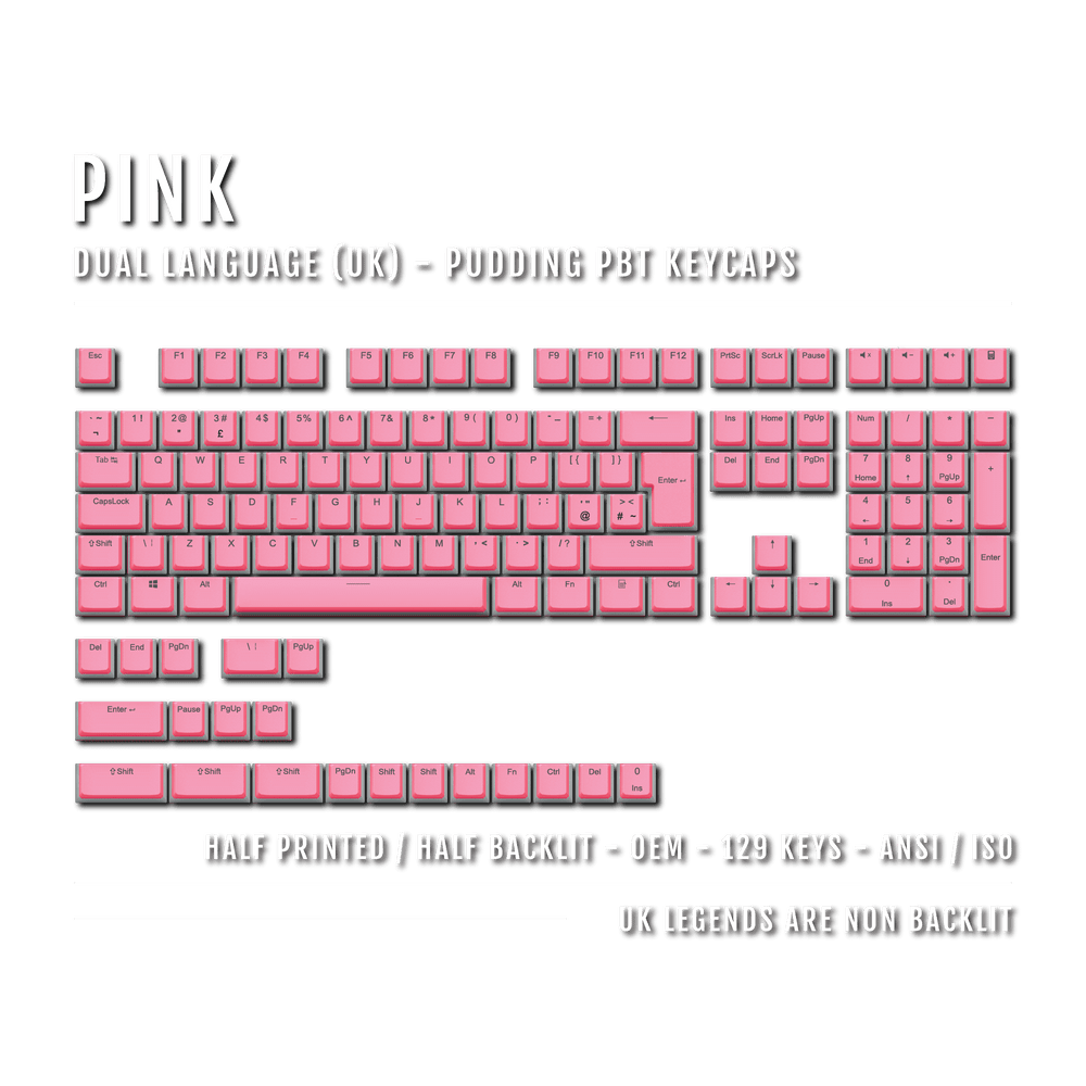 Pink UK Dual Language PBT Pudding Keycaps Krome Keycaps LTD Pudding Single