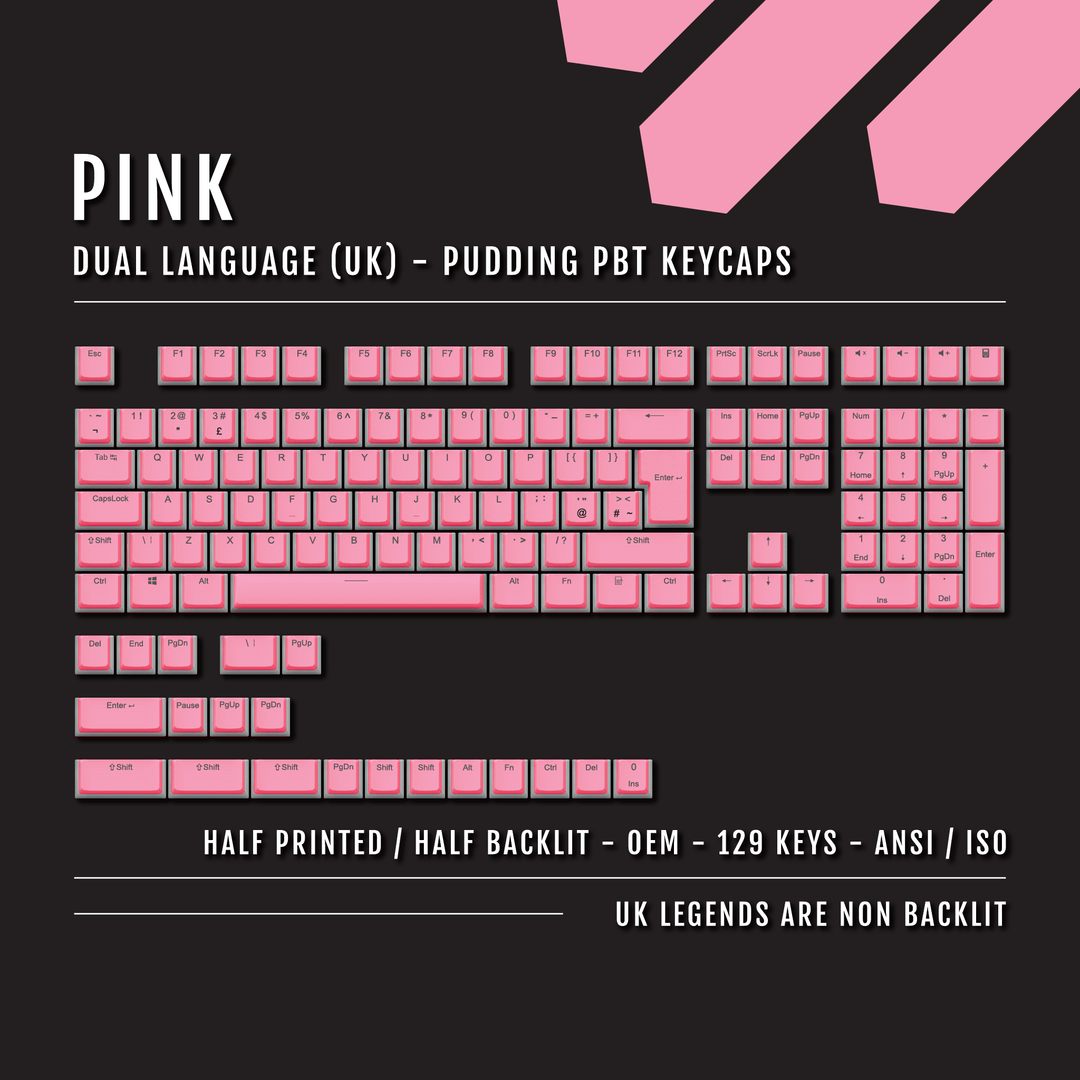 Pink UK Dual Language PBT Pudding Keycaps Krome Keycaps LTD Pudding Single