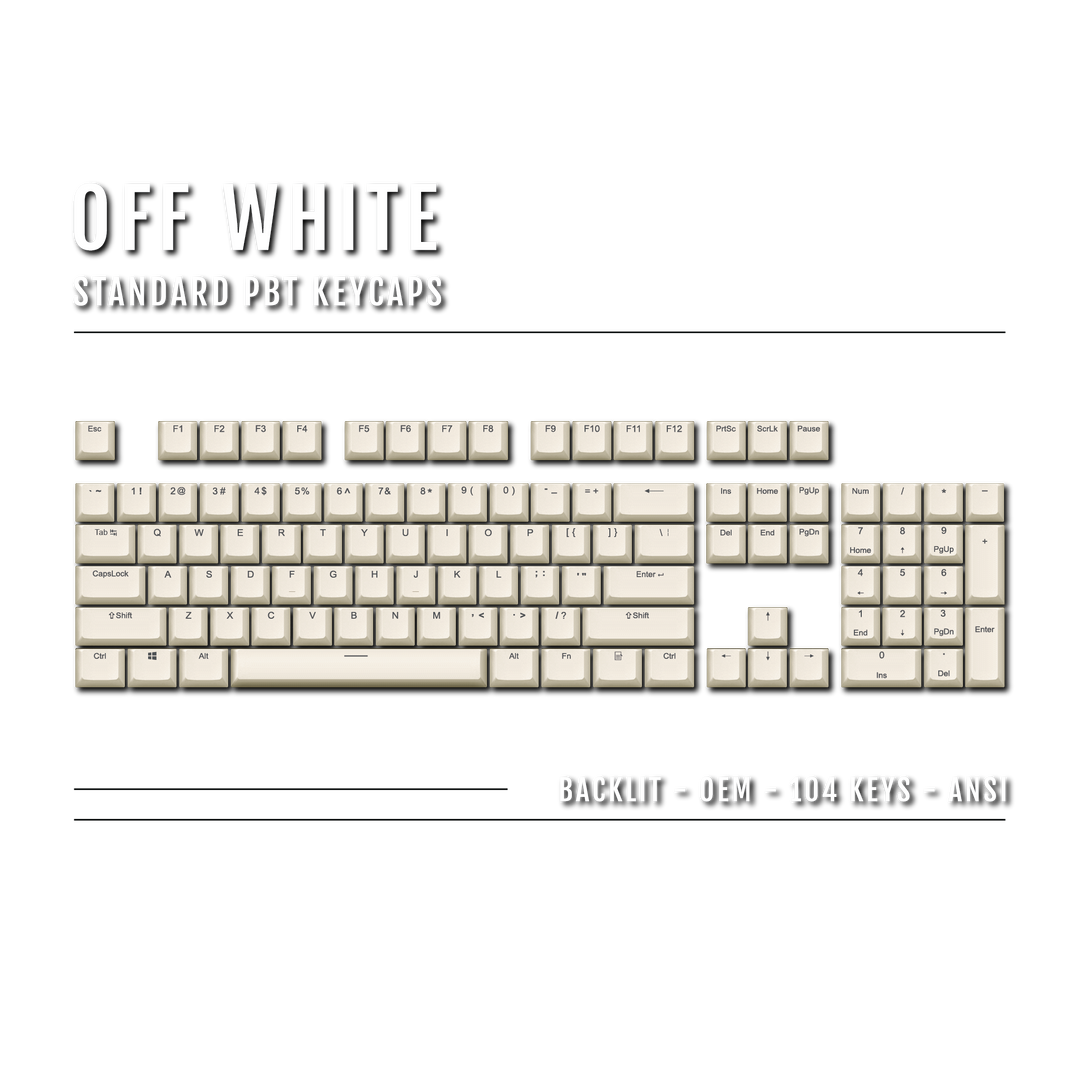 Off White Backlit PBT Keycaps Krome Keycaps LTD Single Colour, USA