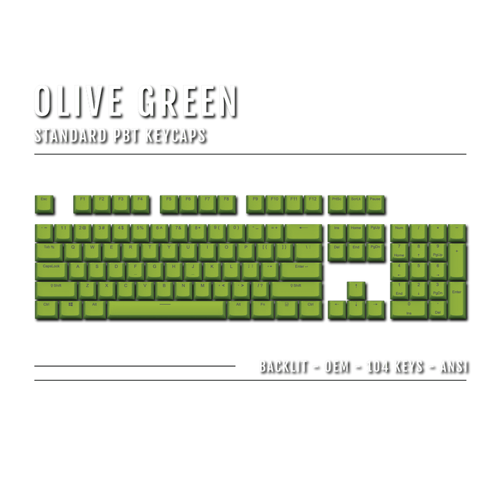Olive Green Backlit PBT Keycaps Krome Keycaps LTD Single Colour, USA