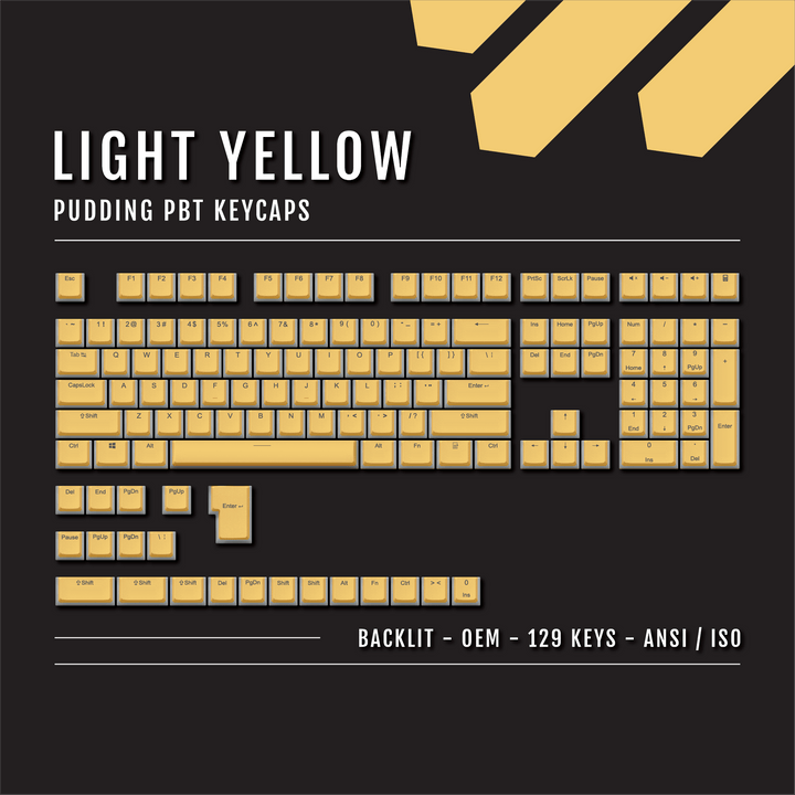 Light Yellow Backlit PBT Pudding Keycaps Krome Keycaps LTD Pudding Single