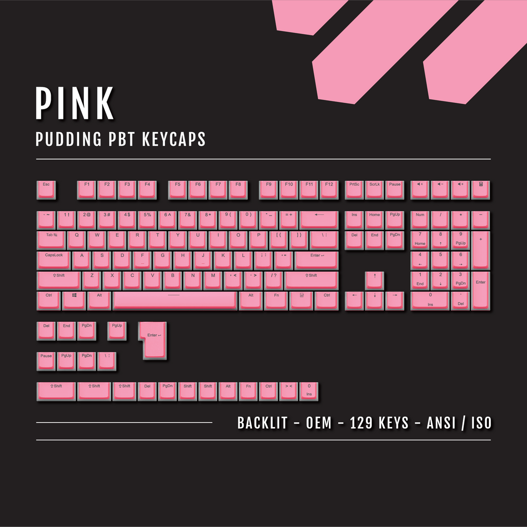Pink Backlit PBT Pudding Keycaps Krome Keycaps LTD Pudding Single