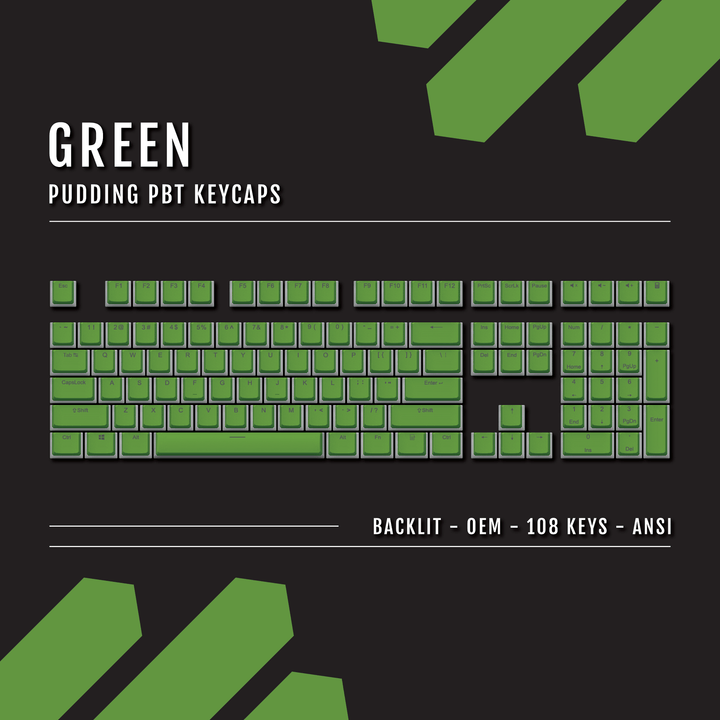 Green Backlit PBT Pudding Keycaps Krome Keycaps LTD Black Keycaps, Pudding Single