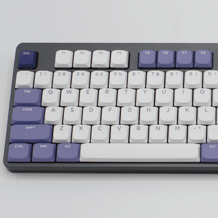 White/Lilac/Purple Low Profile PBT Keycaps Krome Keycaps LTD Non Backlit Low Profile