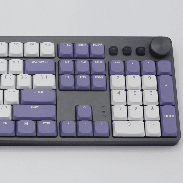 White/Lilac/Purple Low Profile PBT Keycaps Krome Keycaps LTD Non Backlit Low Profile