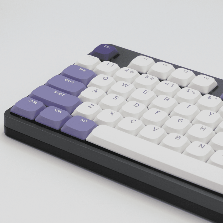 White/Lilac/Purple Low Profile PBT Keycaps Krome Keycaps LTD Non Backlit Low Profile