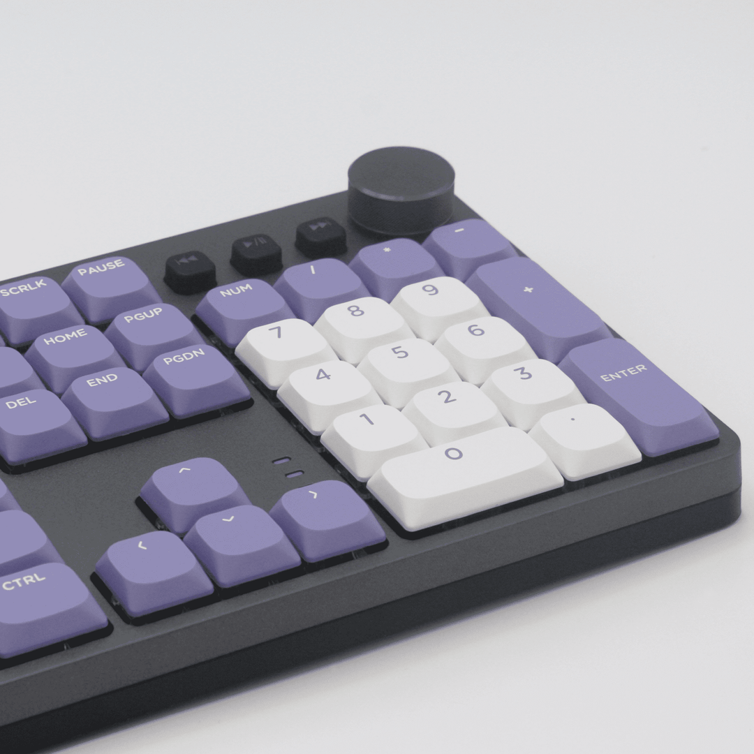 White/Lilac/Purple Low Profile PBT Keycaps Krome Keycaps LTD Non Backlit Low Profile