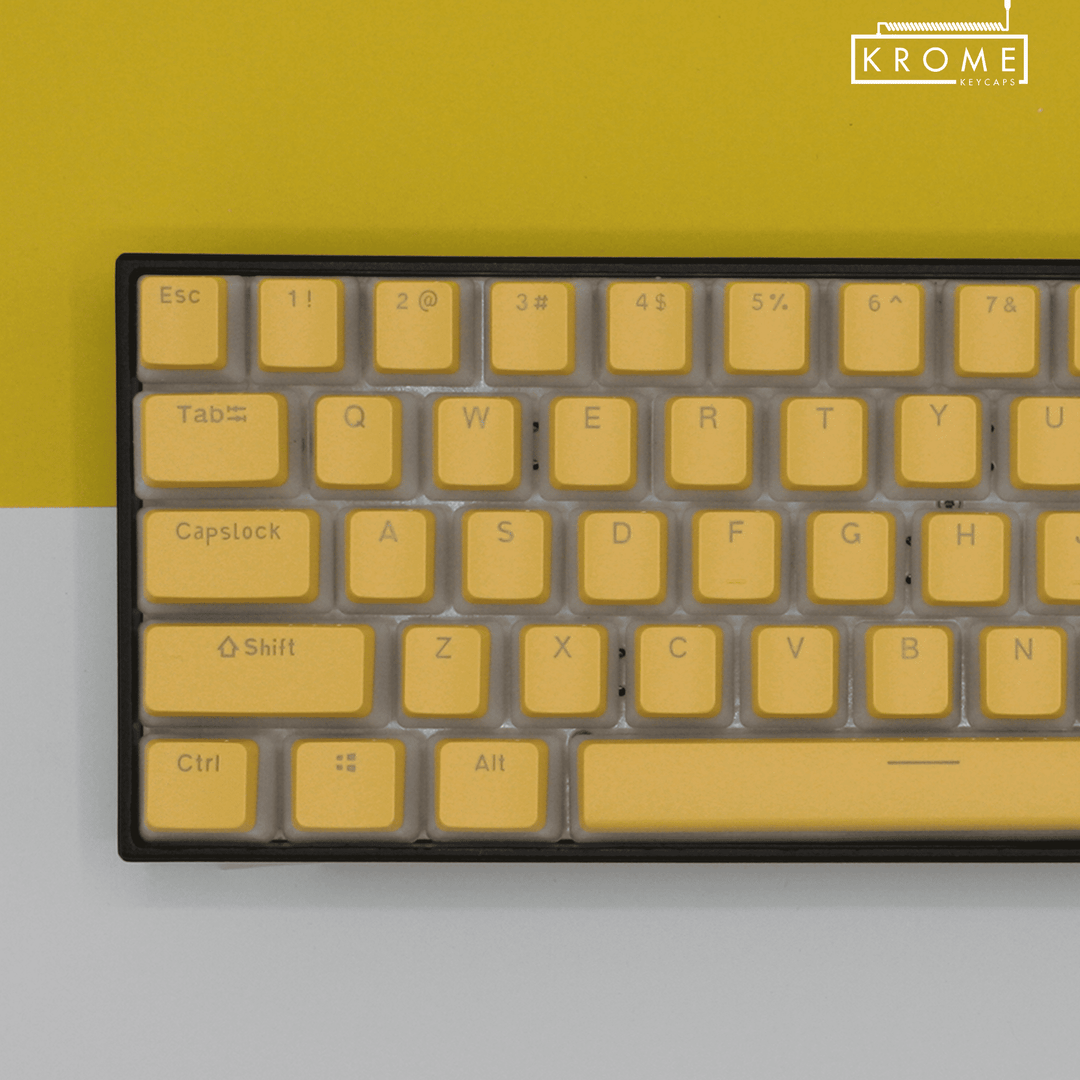 Light Yellow German (ISO-DE) Dual Language PBT Pudding Keycaps Krome Keycaps LTD german