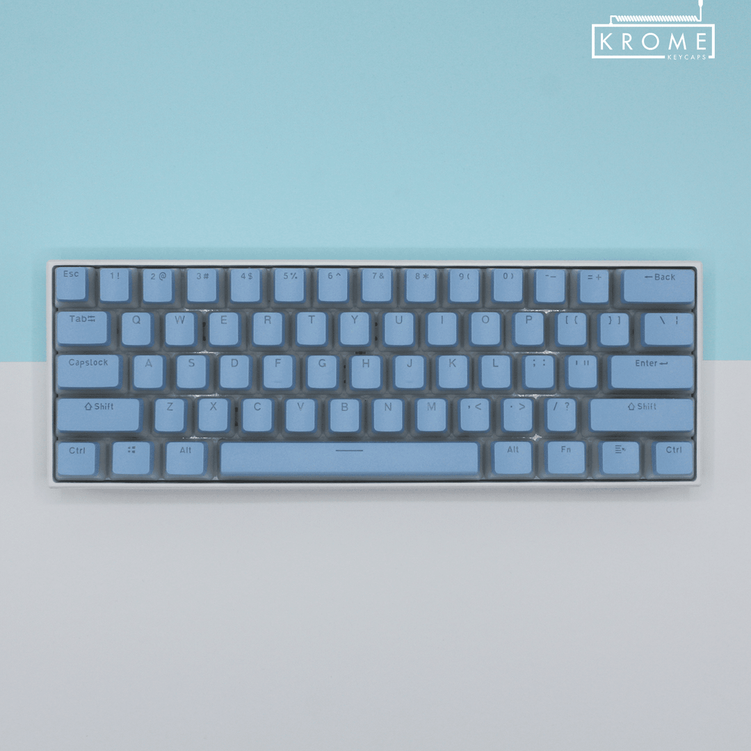 Light Blue French (ISO-FR) Dual Language PBT Pudding Keycaps Krome Keycaps LTD french