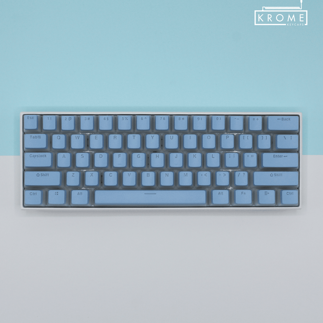 Light Blue German (ISO-DE) Dual Language PBT Pudding Keycaps Krome Keycaps LTD german