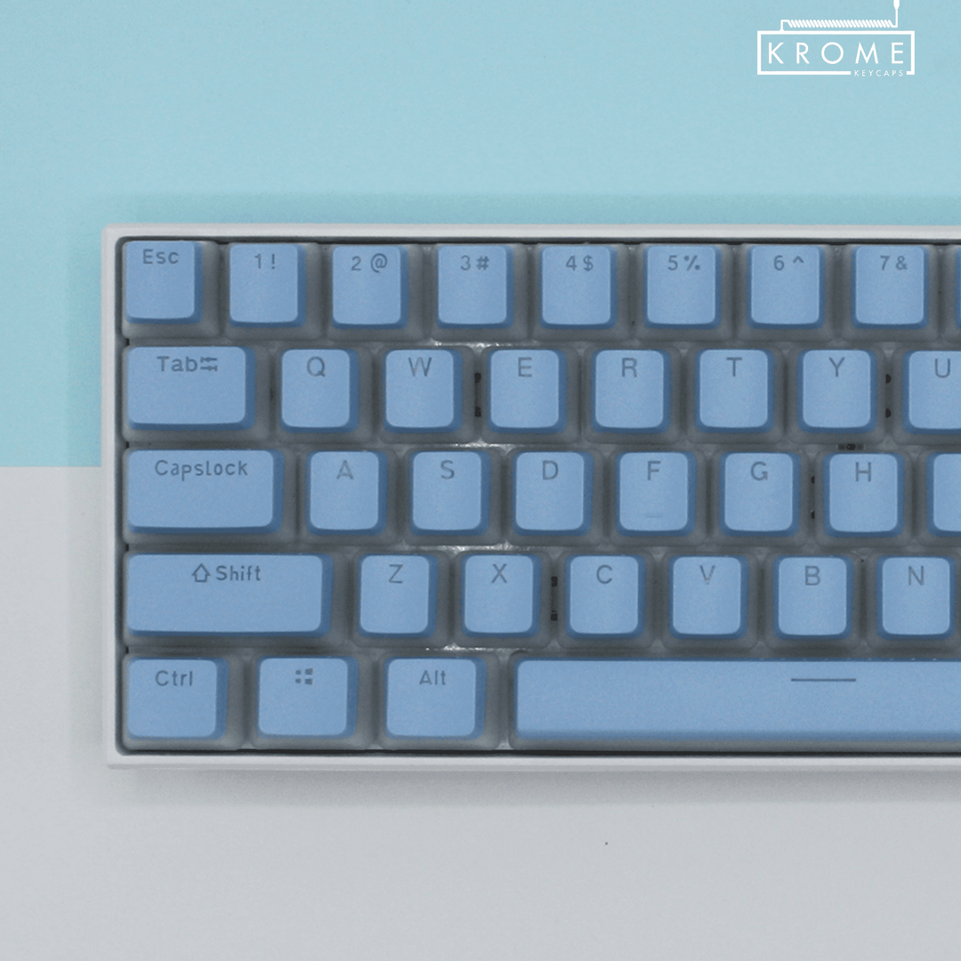 Light Blue German (ISO-DE) Dual Language PBT Pudding Keycaps Krome Keycaps LTD german