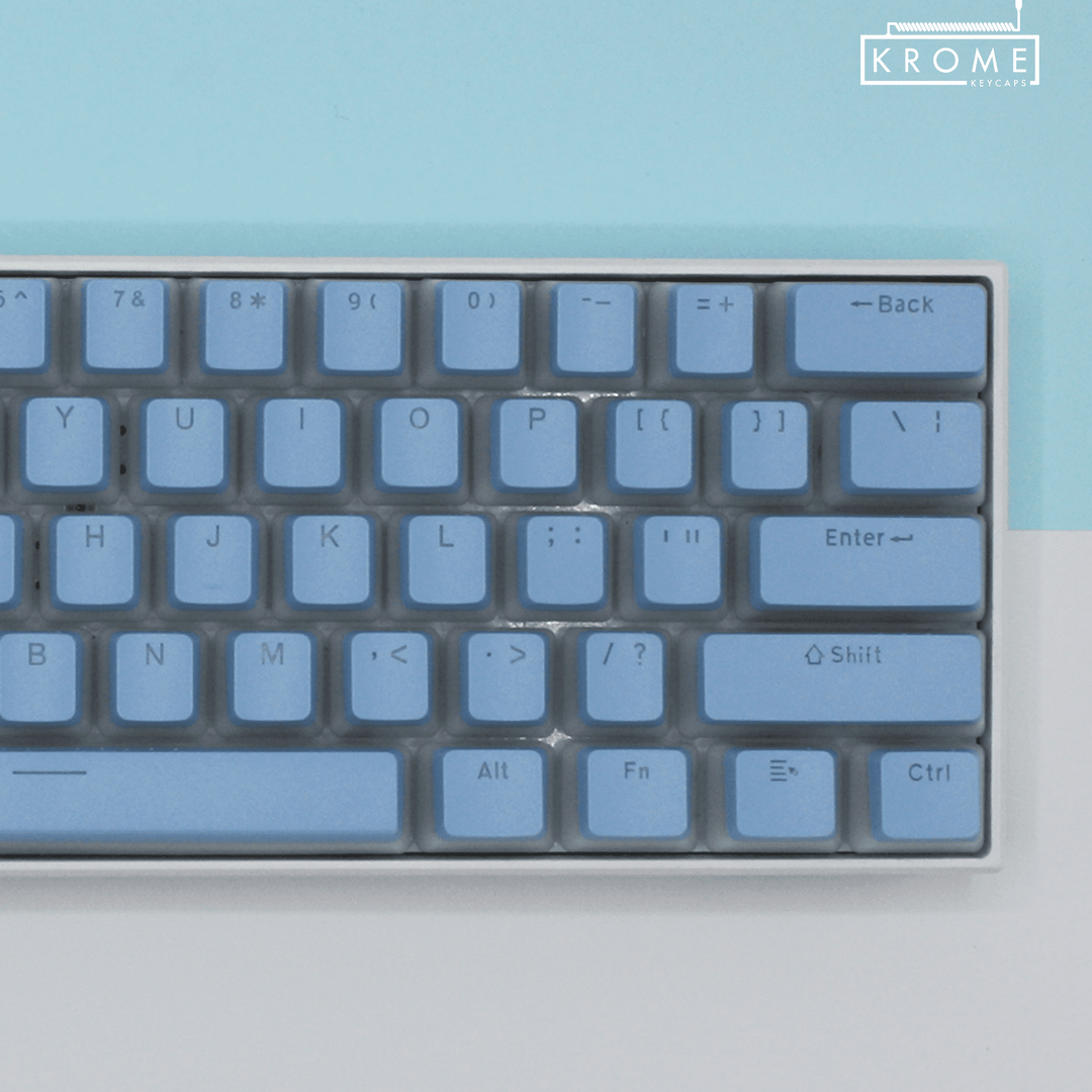 Light Blue German (ISO-DE) Dual Language PBT Pudding Keycaps Krome Keycaps LTD german