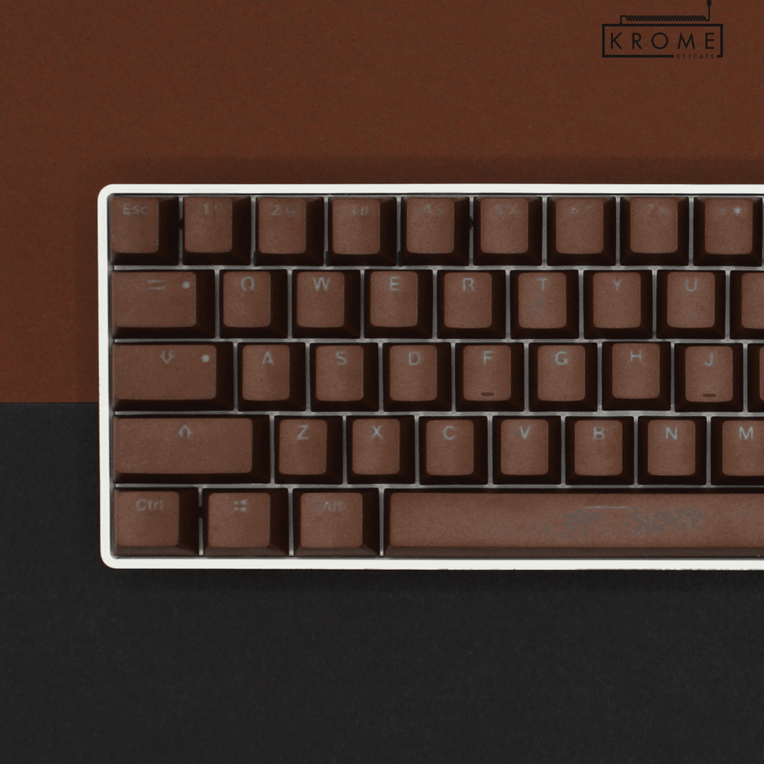 Brown PBT Danish Keycaps - ISO-DK - 65/75% Sizes - Dual Language Keycaps - kromekeycaps