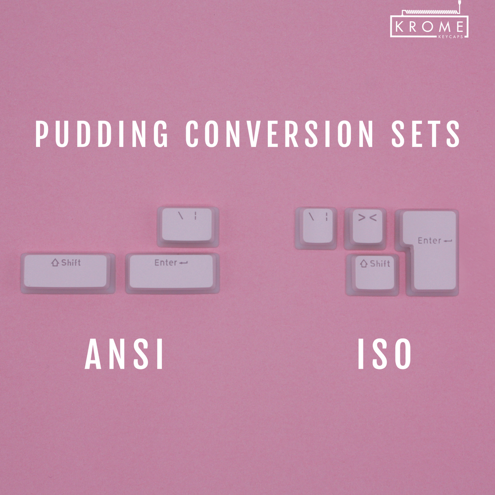 ANSI/ISO - Pudding Conversion Kit - Light Pink Krome Keycaps LTD Conversion Kit