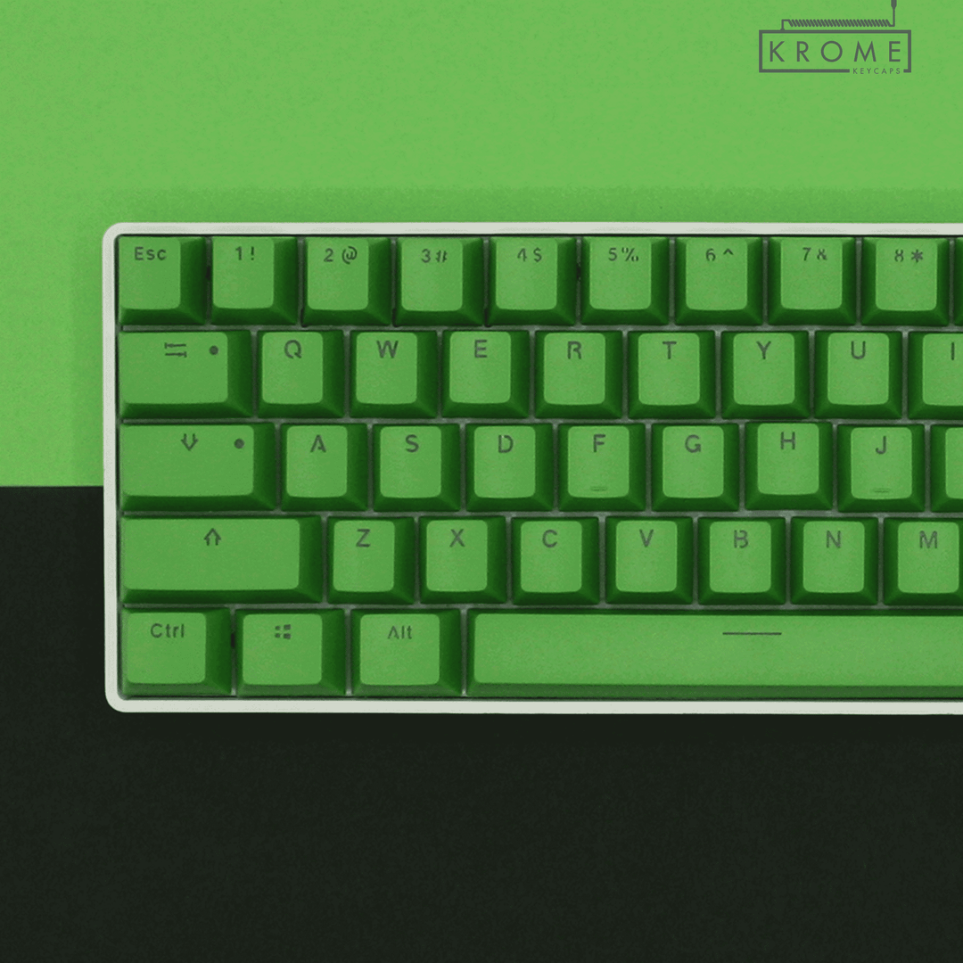 Green PBT German Keycaps - ISO-DE - 65/75% Sizes - Dual Language Keycaps - kromekeycaps