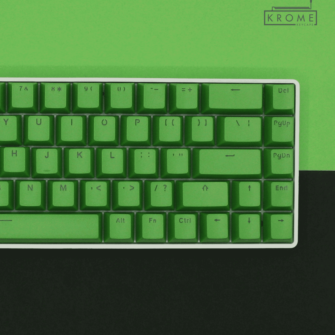 Green German (ISO-DE) Dual Language PBT Keycaps - 65/75% Krome Keycaps LTD german