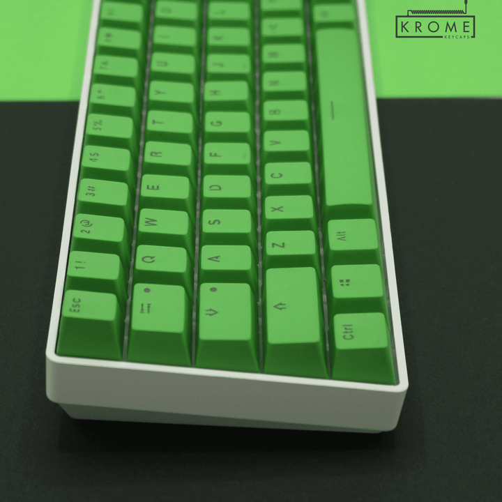 Green PBT German Keycaps - ISO-DE - 65/75% Sizes - Dual Language Keycaps - kromekeycaps