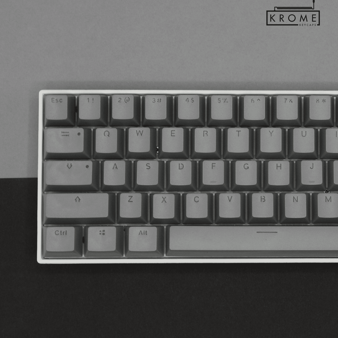 Grey UK & Mac/Multimedia Dual Language PBT Keycaps - 65/75% Krome Keycaps LTD mac & multimedia