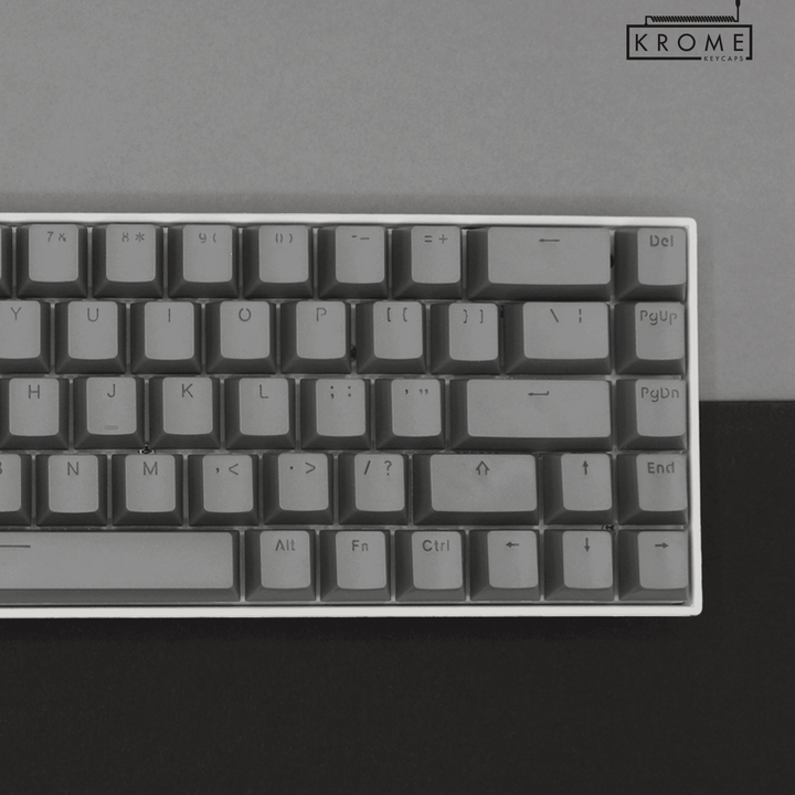 Grey PBT Spanish Keycaps - ISO-ES - 65/75% Sizes - Dual Language Keycaps - kromekeycaps