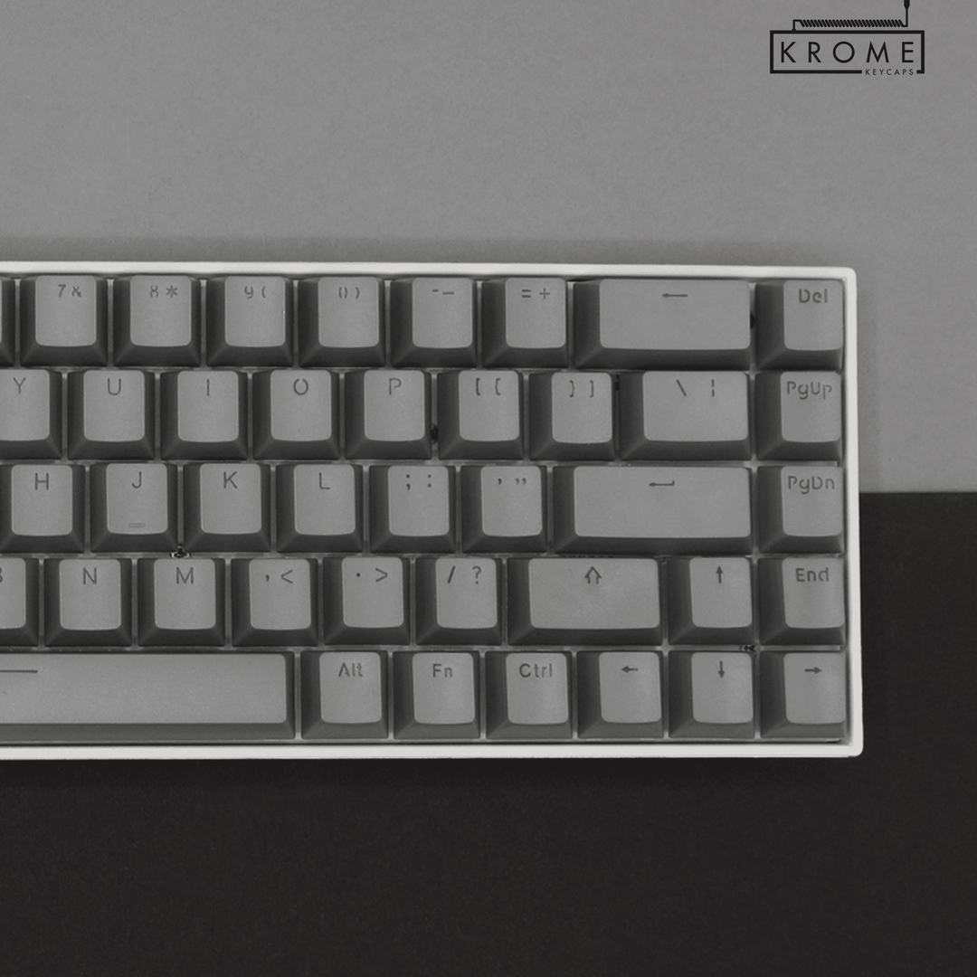 Grey UK & Keychron (Layout) Dual Language PBT Keycaps - 65/75% Krome Keycaps LTD mac & multimedia