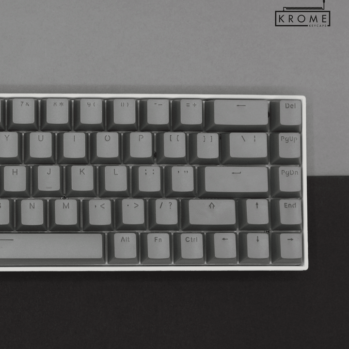 Grey UK & Mac/Multimedia Dual Language PBT Keycaps - 65/75% Krome Keycaps LTD mac & multimedia