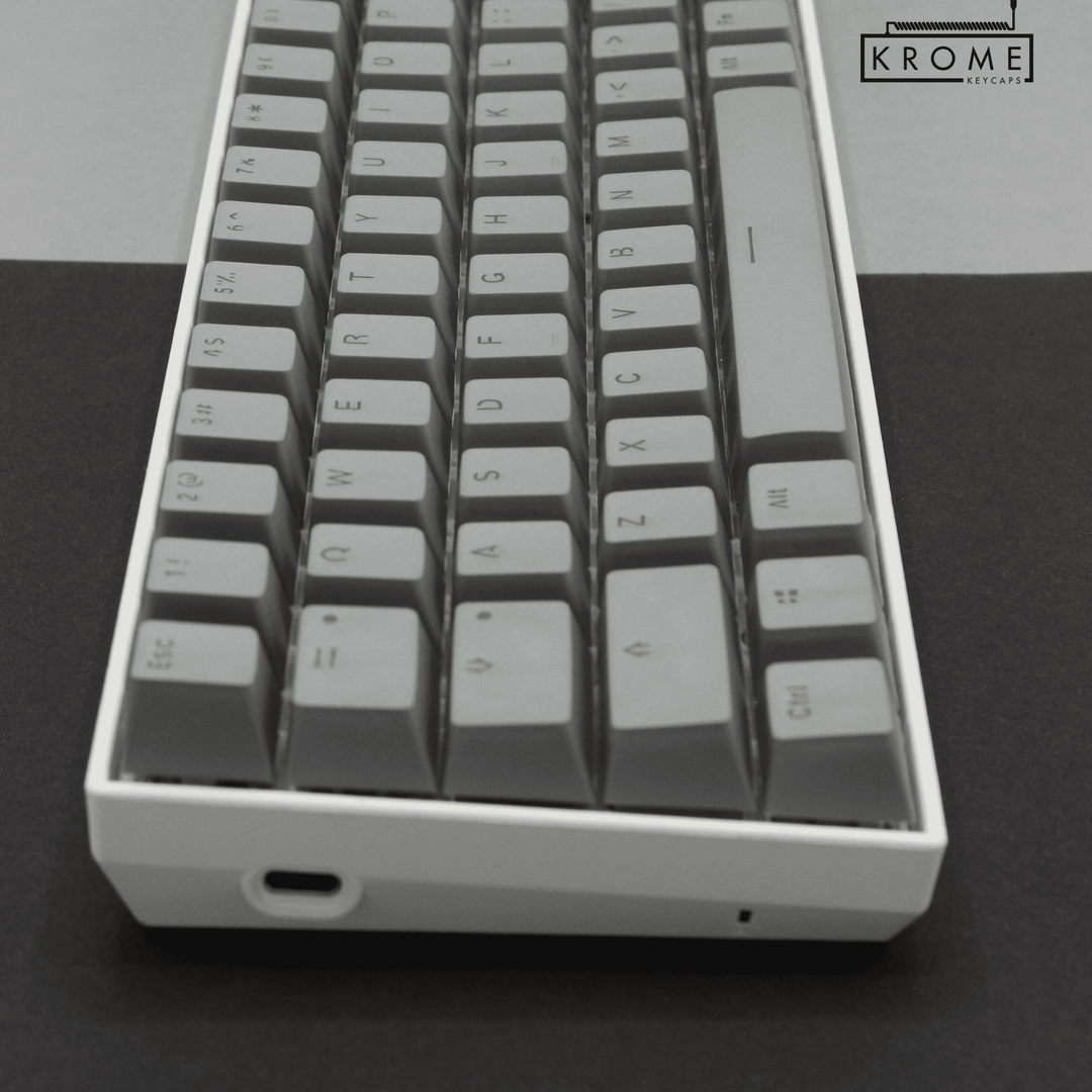 Grey UK & Keychron (Layout) Dual Language PBT Keycaps - 65/75% Krome Keycaps LTD mac & multimedia