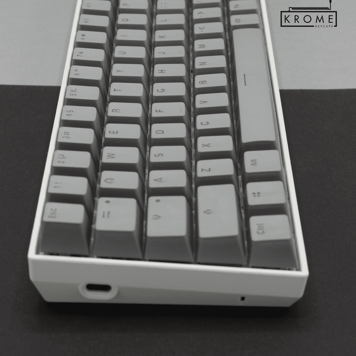 US Grey PBT Mac & Multimedia Keycaps - 65/75% Sizes - Dual Language Keycaps - kromekeycaps