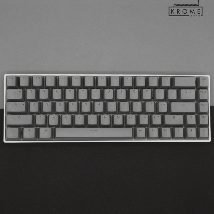 Grey UK & Mac/Multimedia Dual Language PBT Keycaps - 65/75% Krome Keycaps LTD mac & multimedia