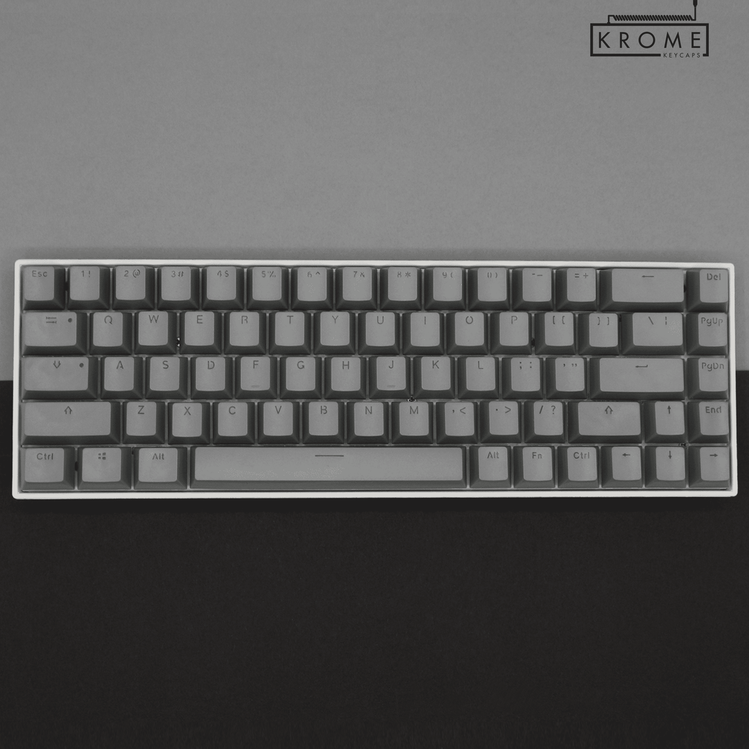 Grey UK Dual Language PBT Keycaps - 65/75% Krome Keycaps LTD Single Colour, UK